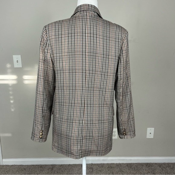NWT FAB’RIK KENDY PLAID DOUBLE BREASTED BLAZER SIZE MEDIUM BROWN - Picture 7 of 11